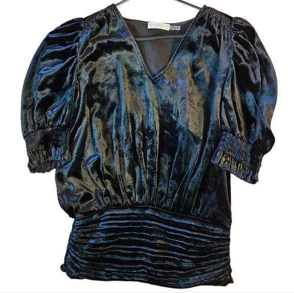 NWOT Ramy Brook Flora Velvet Short-sleeve Blouse Black S - Picture 4 of 7